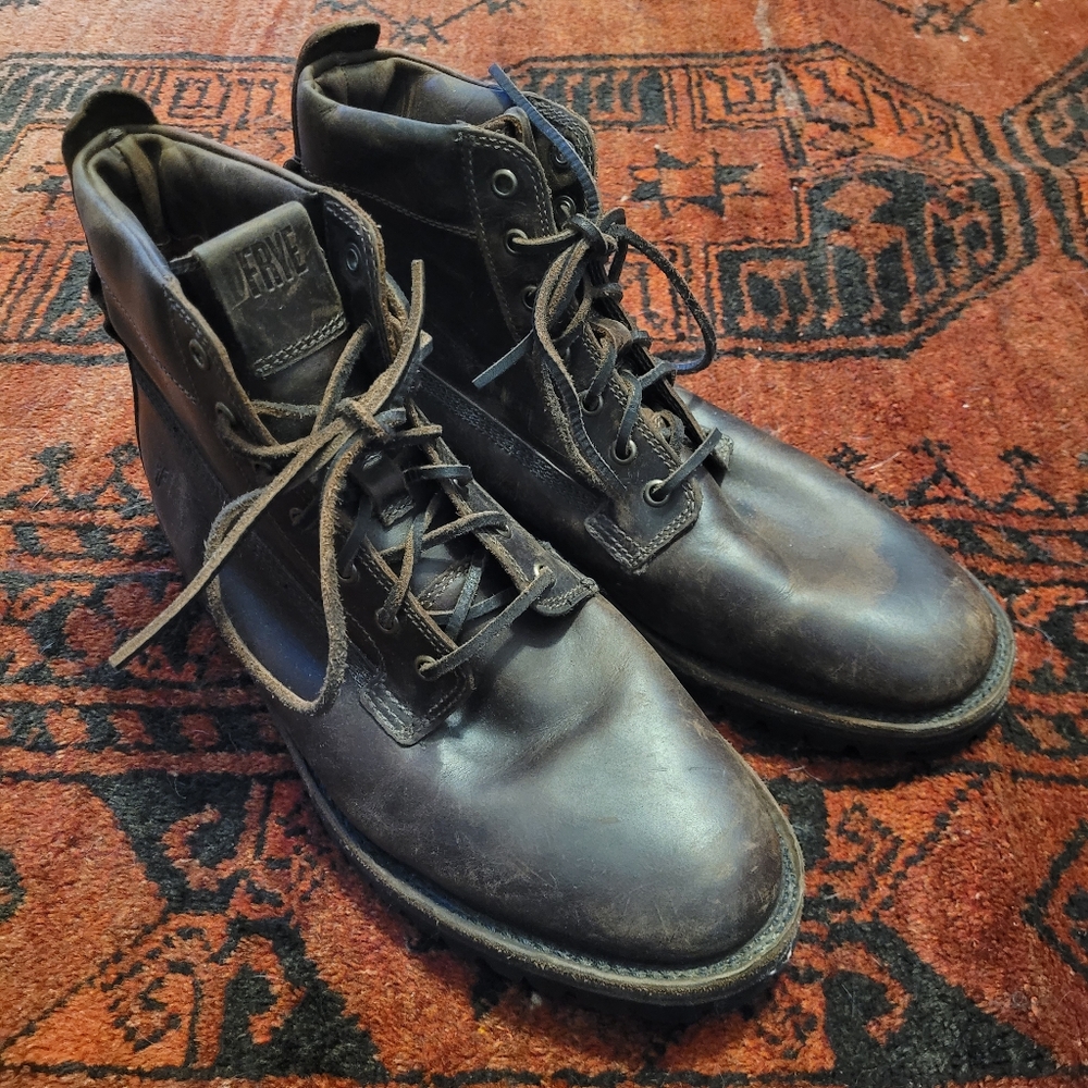 FRYE Mens Leather Boots Brown Leather  US Size 9.5